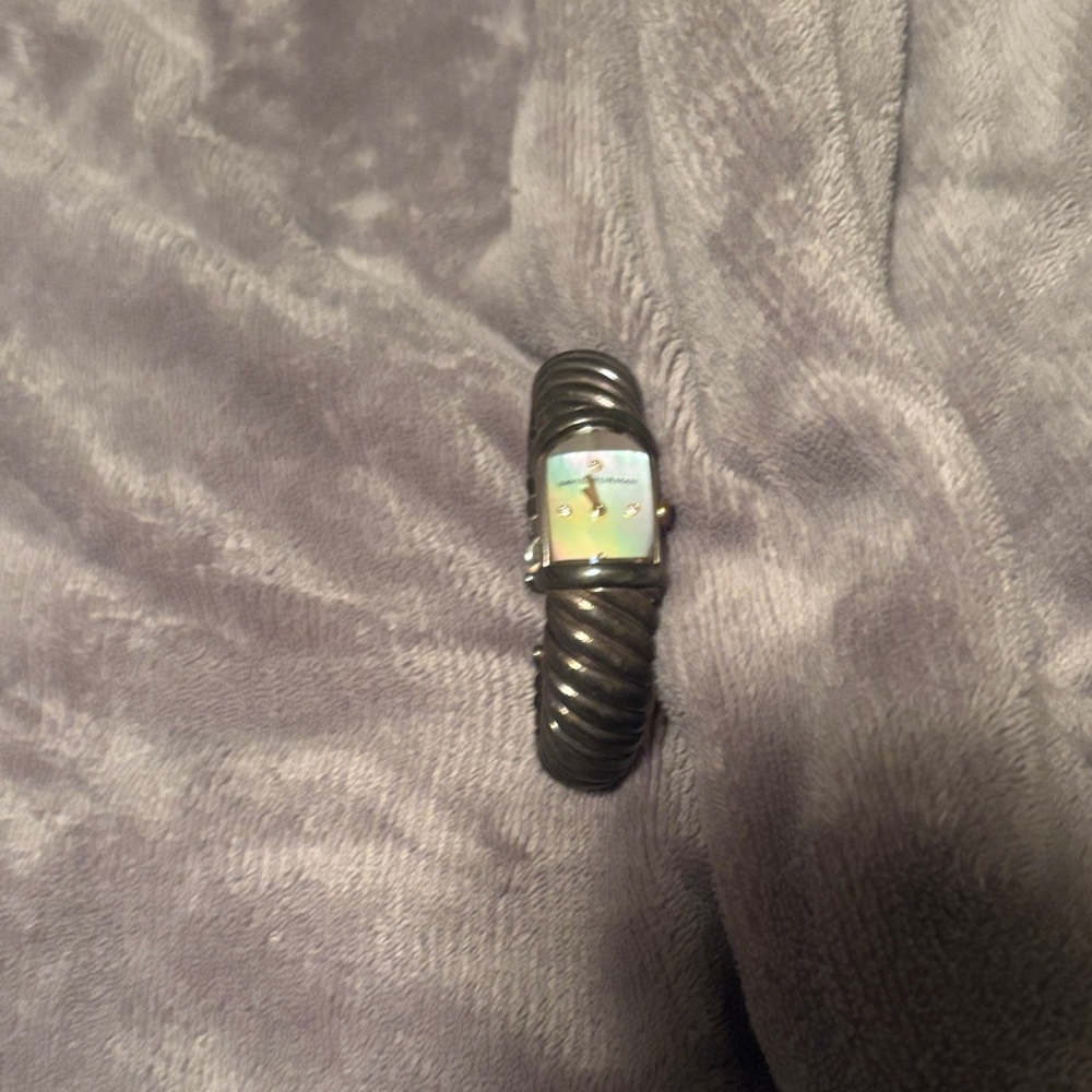 David Yurman Black Cable Bracelet Watch with Iridescent Mother-of-Pearl Dial